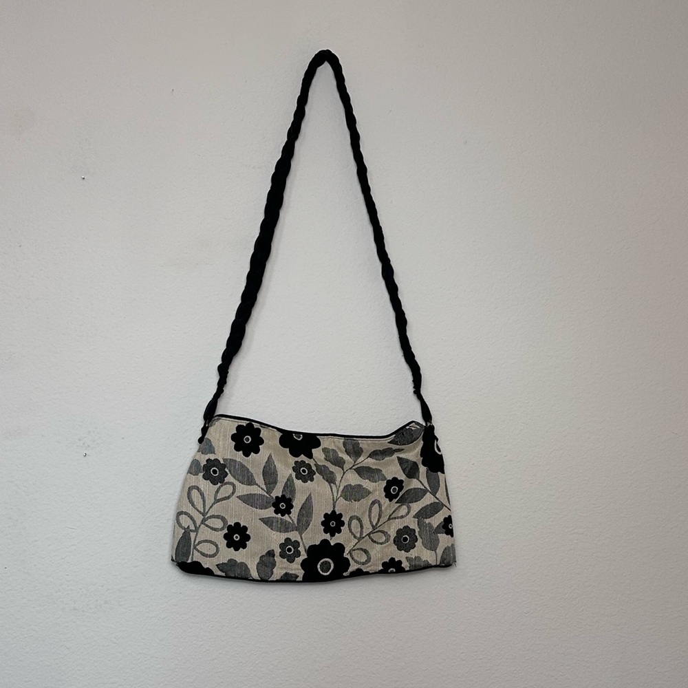 Womens Vintage Patterned Over the Shoulder Purse Neutral Long Strap